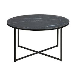 Černý konferenční stolek s deskou v mramorovém dekoru Actona Alisma, ⌀ 80 cm