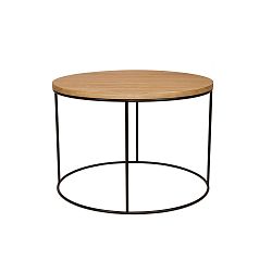 Černý konferenční stolek s deskou z dubového dřeva Take Me HOME Elk, ⌀ 60 cm