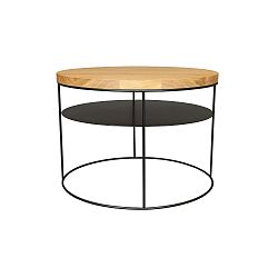 Černý konferenční stolek s deskou z dubového dřeva Take Me HOME Nysa, ⌀ 60 cm