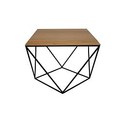 Černý konferenční stolek s deskou z dubového dřeva Take Me HOME Tulip, 53 x 53 cm