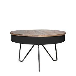 Černý konferenční stolek s deskou z mangového dřeva LABEL51 Saria