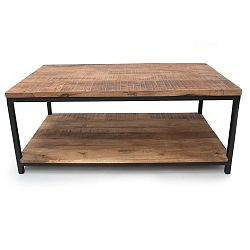 Černý konferenční stolek s deskou z mangového dřeva LEBEL51 Vintage XXL