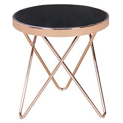 Černý konferenční stolek s konstrukcí v měděné barvě Skyport MICHELLE, ⌀ 42 cm