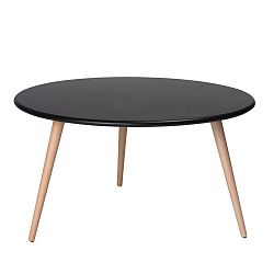 Černý konferenční stolek s nohami z bukového dřeva Knuds Tower, Ø 80 cm