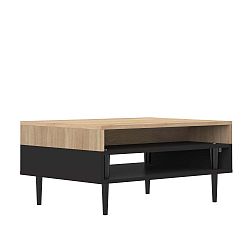 Černý konferenční stolek v dekoru dubového dřeva TemaHome Horizon