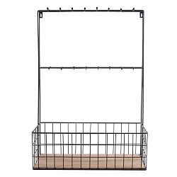 Černý nástěnný držák na víno a vinné číše PT LIVING