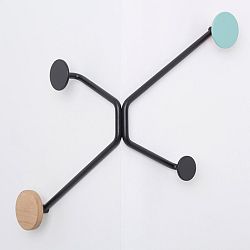 Černý nástěnný věšák na vnější roh s mentolově zeleným detailem Gazzda Hook