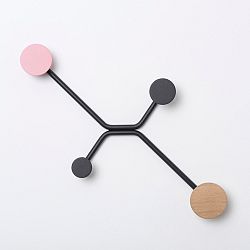 Černý nástěnný věšák s růžovým detailem Gazzda Hook