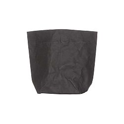Černý obal na květináč z omyvatelného papíru Furniteam Plant, výška 30 cm
