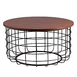 Černý odkládací stolek s deskou v dekoru ořechového dřeva sømcasa Celso