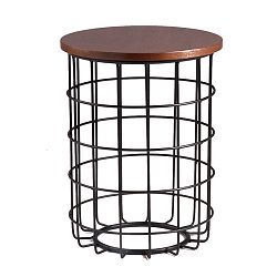 Černý odkládací stolek s deskou v dekoru ořechového dřeva sømcasa Elmo