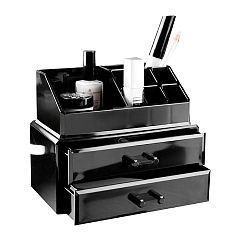 Černý organizér na kosmetiku se dvěma šuplíky Compactor