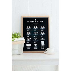 Černý plakát Follygraph Italian Style Coffee, 30 x 40 cm