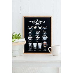 Černý plakát Follygraph World Style Coffee, 21 x 30 cm