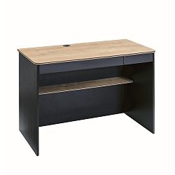 Černý pracovní stůl s deskou v přírodní barvě Black Small Study Desk