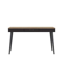 Černý pracovní stůl v dekoru dubového dřeva TemaHome Horizon