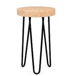 Černý příruční stolek s deskou z korku TemaHome Drum
