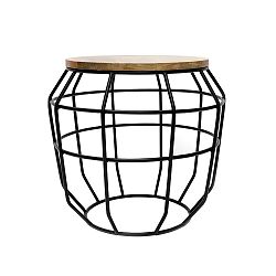 Černý příruční stolek s deskou z mangového dřeva LABEL51 Pixel, Ø 51 cm