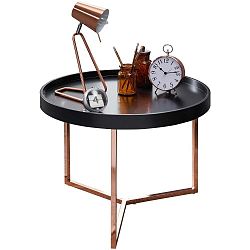 Černý příruční stolek s nohami v měděné barvě Skyport Wohnling Eva, ⌀ 58,5 cm