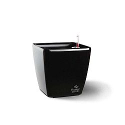 Černý samozavlažovací květináč Flower Lover Quadrato, 22 x 22 cm