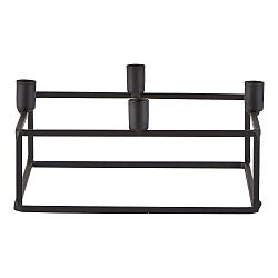 Černý svícen na 4 svíčky KJ Collection Lines, 18 x 8 cm