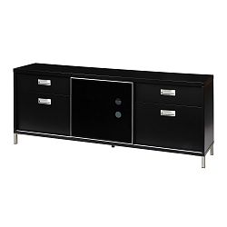 Černý televizní stolek se čtyřmi šuplíky Folke Satyr, výška 71 cm