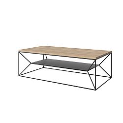 Černý TV stolek s deskou z dubového dřeva Take Me HOME, 120 x 60 cm