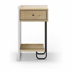 Černý/v přírodní barvě noční stolek v dekoru dubu s poličkami Mercure – Marckeric