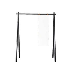 Černý věšák z borovicového dřeva se zrcadlem Karup Design Hongi Black