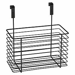 Černý závěsný kovový košík na kuchyňská dvířka Wenko Slim, 24 x 10 cm