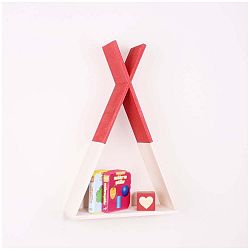 Červená dřevěná nástěnná polička North Carolina Scandinavian Home Decors Teepee L