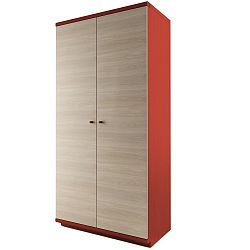 Červená dvoudveřová šatní skříň z masivního dubového dřeva JELÍNEK Amanta
