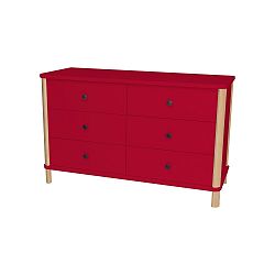 Červená nízká komoda s 6 zásuvkami Ragaba Ashme Boy
