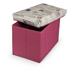 Červená podnožka s úložným prostorem Domopak Ottoman, délka 49 cm