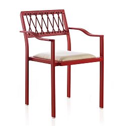 Červená zahradní židle s bílými detaily a područkami Geese Seally