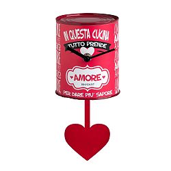 Červené kovové hodiny ve tvaru plechovky Brandani Barattolo Love