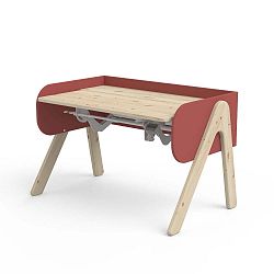 Červeno-hnědý psací stůl z borovicového dřeva s nastavitelnou výškou Flexa Woody