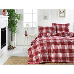 Červenobílý prošívaný přehoz na dvoulůžko Country Harmony, 195 x 215 cm