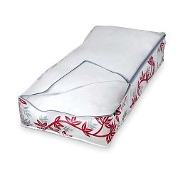 Červenobílý úložný box na peřny Domopak Living, délka 95 cm