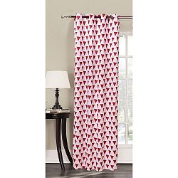 Červenobílý vzorovaný závěs z mikrovlákna DecoKing Triangles, 140 x 245 cm