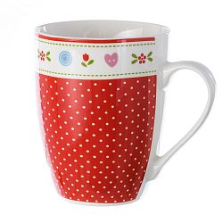 Červený hrnek z kostního porcelánu Unimasa Spring, 350 ml