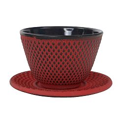 Červený litinový hrneček s podšálkem Tokyo Design Studio Arare, 120 ml