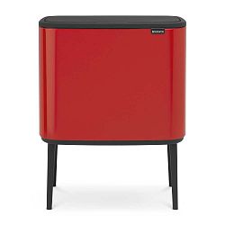 Červený odpadkový koš se 2 přihrádkami Brabantia BO Touch Bin, 11 l + 23 l