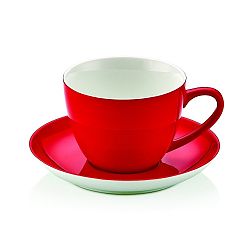 Červený porcelánový hrnek s podšálkem Kirmizi Cay Seti
