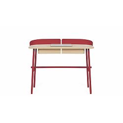 Červený pracovní stůl z dubového dřeva HARTÔ Victor, 100 x 60 cm