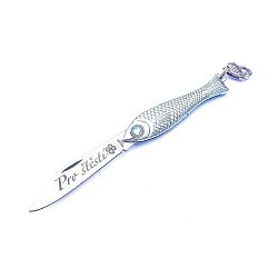 Český nožík rybička ve stříbrné barvě s akvamarínovým okem Pro štěstí! v designu od Alexandry Dětinské