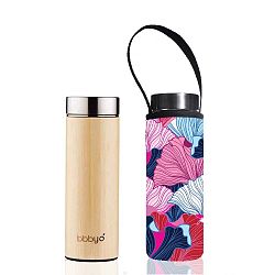 Cestovní termolahev z bambusového dřeva s obalem a sítkem BBBYO Fan, 500 ml