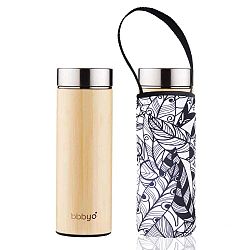 Cestovní termolahev z bambusového dřeva s obalem a sítkem BBBYO Feather, 500 ml