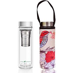 Cestovní termolahev z borosilikátového skla s obalem a sítkem BBBYO Bird, 500 ml