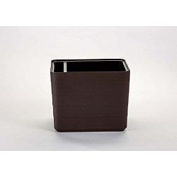 Čokoládově hnědý samozavlažovací závěsný květináč na zábradlí Plastia